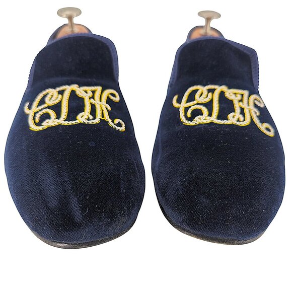 Crockett & Jones Custom English Velvet Slippers Mens 11 Handmade CDH Monogram - Picture 10 of 13